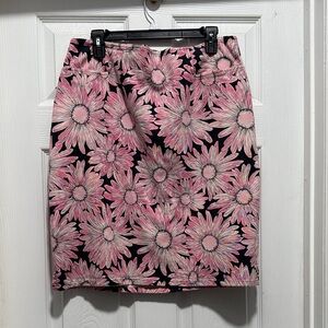 Floral Pink and Black Women's Skirt